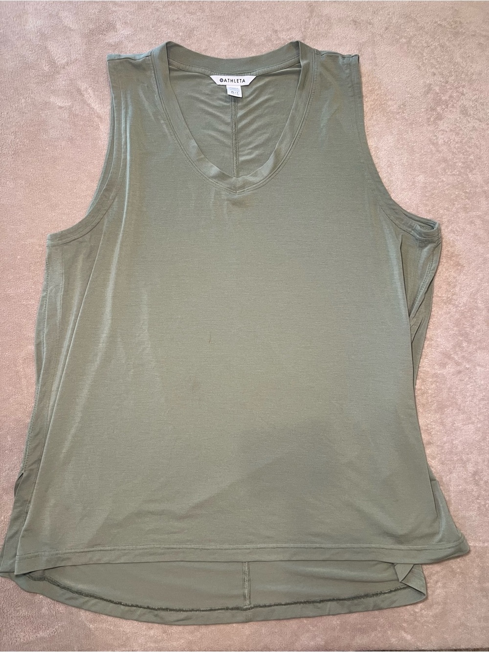 Athleta Olive Green V-Neck Sleeveless Performance Tank